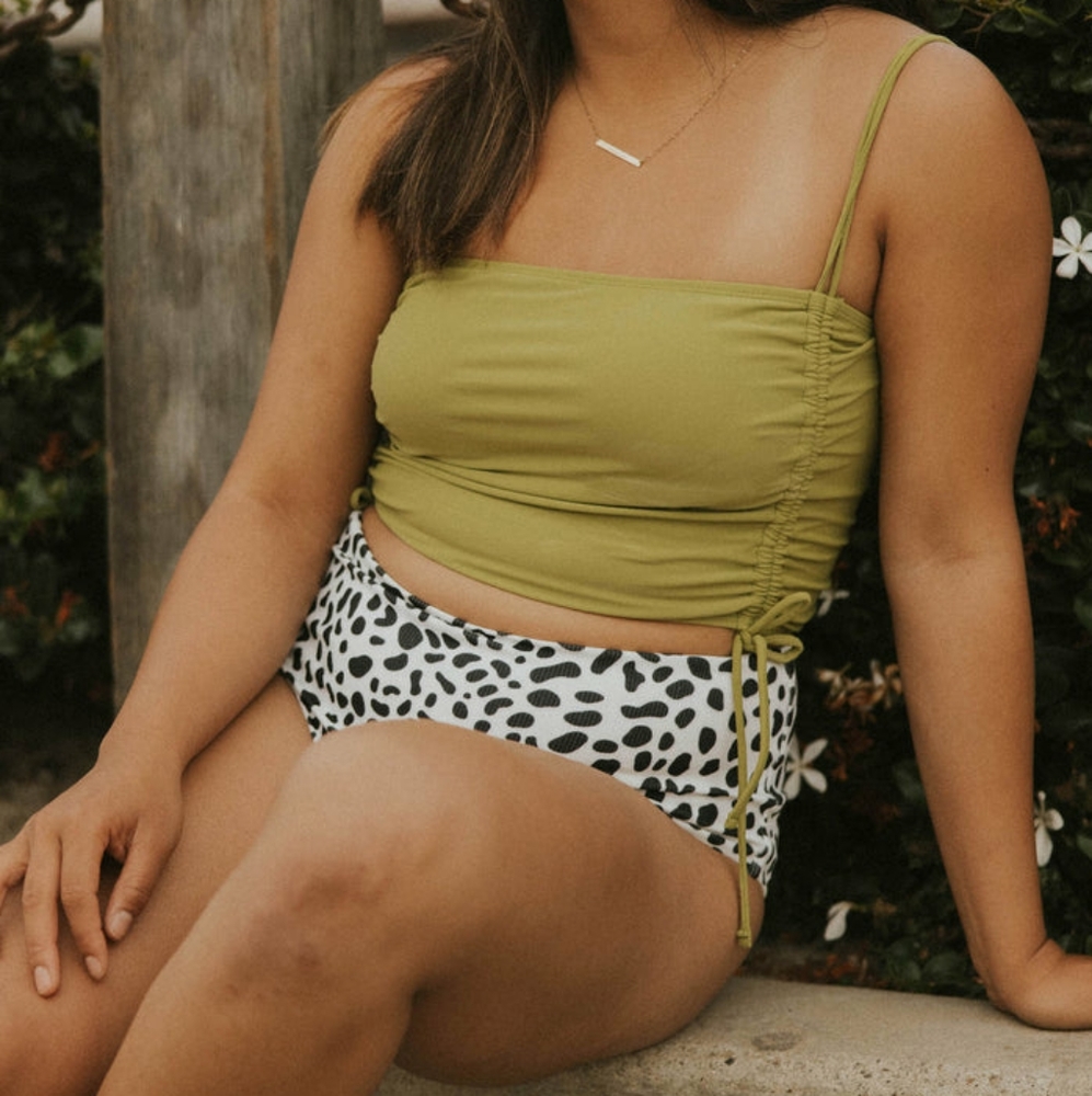 Geode Runched Green Swim Top